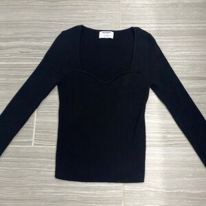 Old Navy Fitted Long-Sleeve Rib-Knit Top Color Black